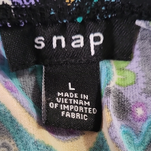 Snap Blue Boho Paisley Print Dress Size Large | Sleeveless V-Neck Sundress - Picture 5 of 7